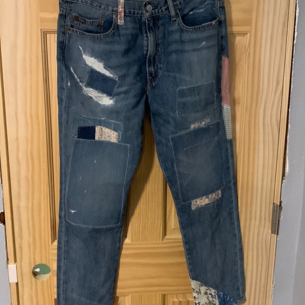 POLO RALPH LAUREN The Avery Boyfriend Patchwork Distressed Floral Jeans Size 28